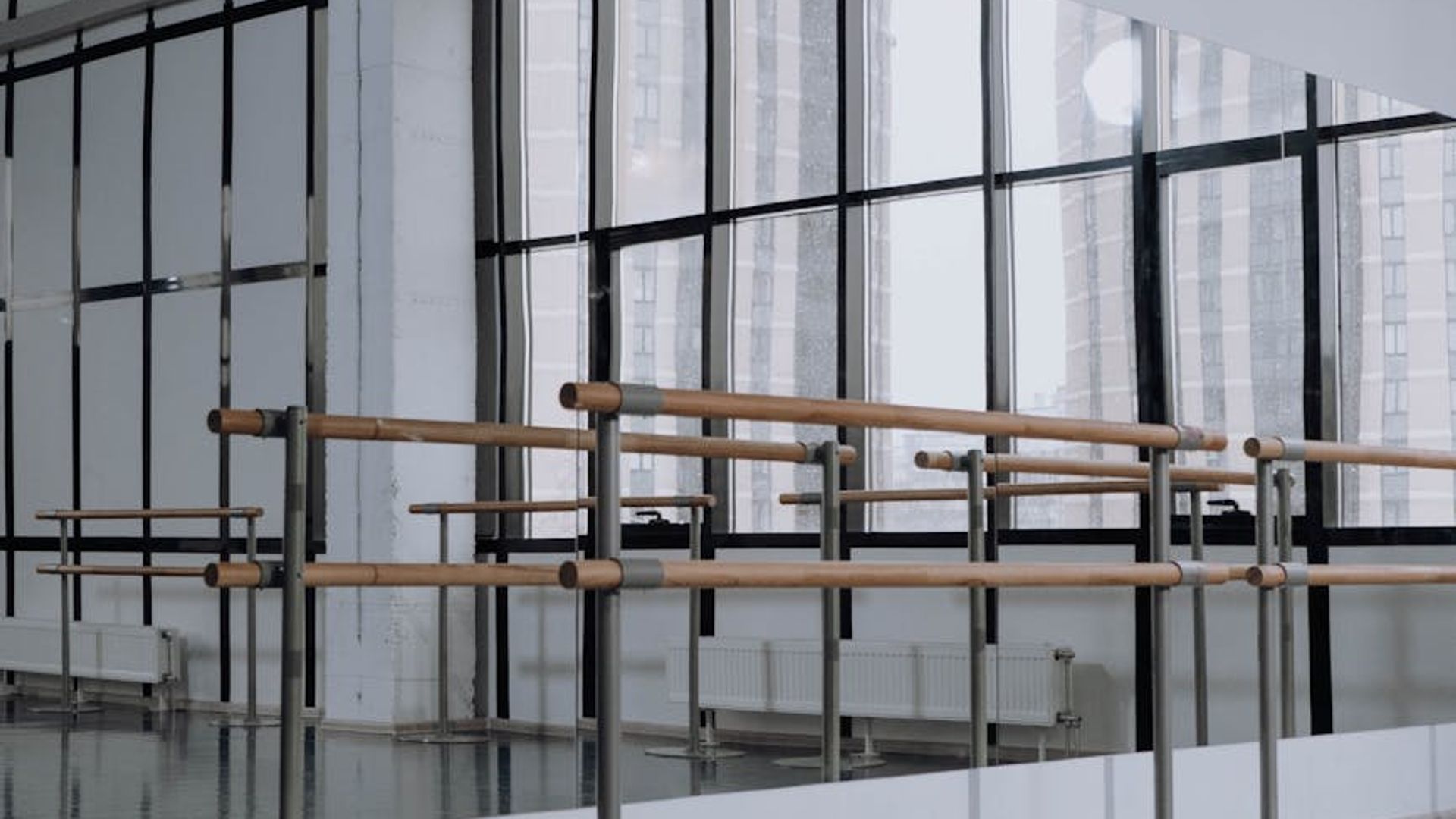 Minimalist gym interior with calm lighting.